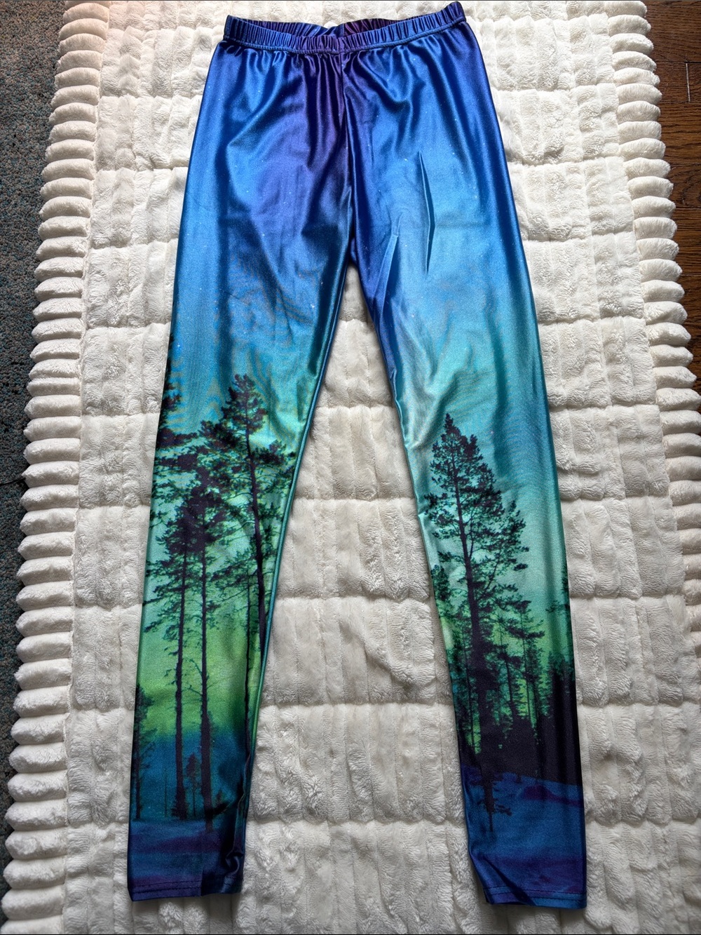 Blue-Green Gradient Forest Leggings